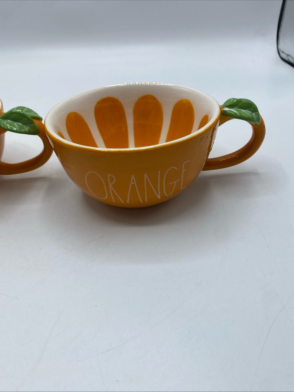 Rae Dunn Orange Slice coffee cups Ceramic Set of 2 Fruit Artesian Magenta - Picture 9 of 9